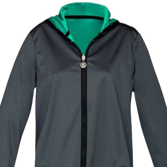 WOMENS RAIN COAT HOODED REVERSIBLE BLACK AND GREEN WINDING RIVER FINAL PRICE - Picture 1 of 2